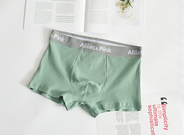Đơn giản màu rắn đồ lót nam thanh niên cotton sọc dọc và quần thanh lịch kinh doanh eo giữa thoáng khí bốn góc tóm tắt - Nam giới shop đồ lót
