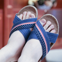 Shuo brand linen slippers summer home indoor non-slip anti-odor and sweat absorption Four Seasons male and female couples without formaldehyde wear
