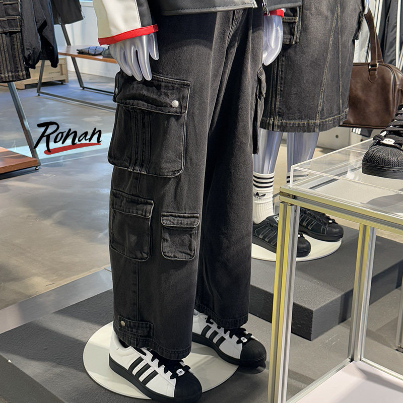 🔥 Adidas trefoil loose jeans, wear them and you will look like a