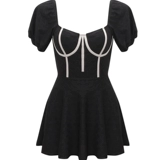 Джинцжу купальники чисто -ветра простая черная черная юбка -живот, покрытый животным, тонким, консервативным, горячим пружинным купальником