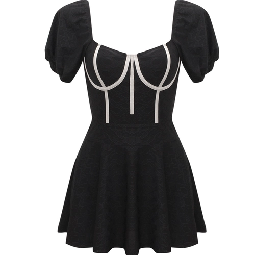 Джинцжу купальники чисто -ветра простая черная черная юбка -живот, покрытый животным, тонким, консервативным, горячим пружинным купальником