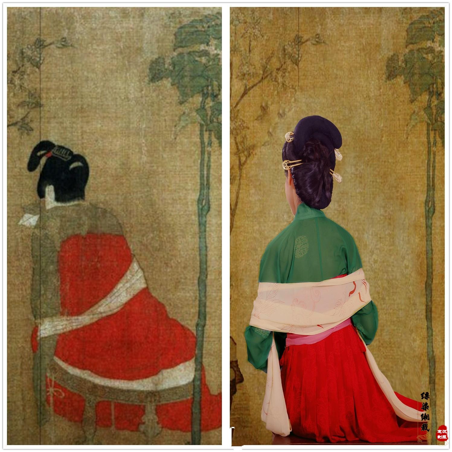 (Jedi) People in the middle of the painting The tune of the violin: The tasting of the red group Flowers Genuine Silk Cardiothic Dress