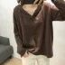 Áo len cổ lọ có tuổi cho nữ mùa xuân và mùa thu áo len đôi Cardigan