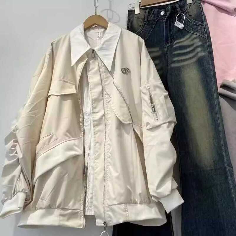 American-Style Trendy Loose Red Workwear Jacket for Men and Women, Vintage Pilot Couple Baseball Jacket, Versatile for Spring and Autumn