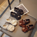 Обувь с бантиком, детские туфли для кожаной обуви для принцессы, тренд сезона, в корейском стиле, мягкая подошва