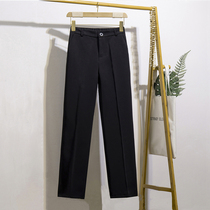 2021 spring and summer pants womens elastic waist high waist loose thin casual nine straight wide leg suit pants