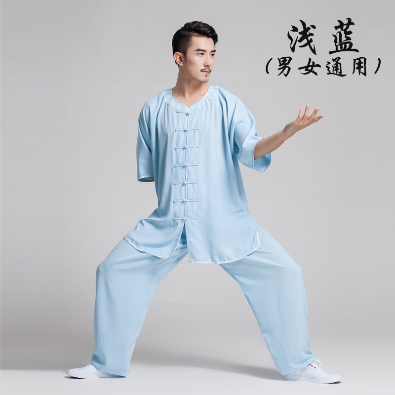 Clear Speech Summer Thin style Tai Chi suit Men's white short sleeve Wushu suit Performance suit Taijiquan Taijiquan Costume Women Practicing Costume