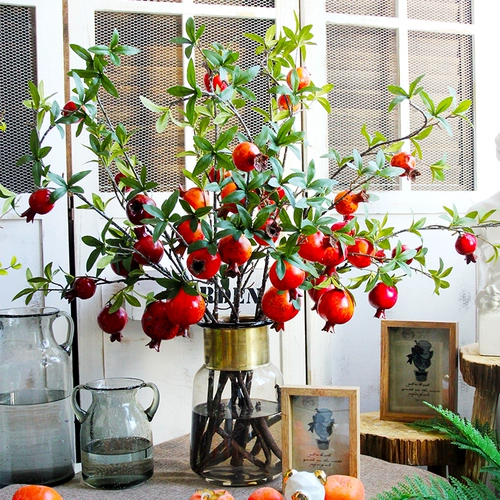 Имитация граната, зеленый лист, фруктовая ветка, большой красный зеленый лист, сделай сам, цветочная композиция, материал для напольной вазы