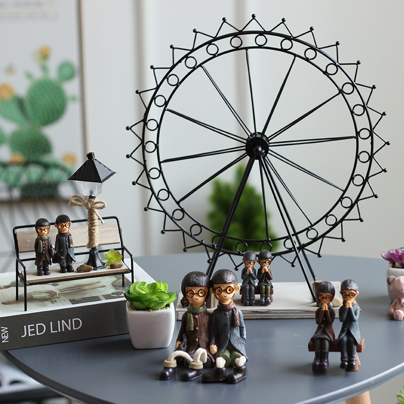 Iron Art Skyscraper Wheel Swing Piece Bike Furnishing Swivel Creative Personality With Lamp Send Boyfriend Birthday Gift Gift