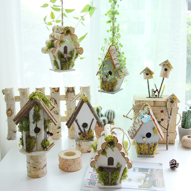 Wooden bird's nest decoration balcony courtyard outdoor roof decoration ornaments handmade simulation bird's nest ornaments aerial ornaments