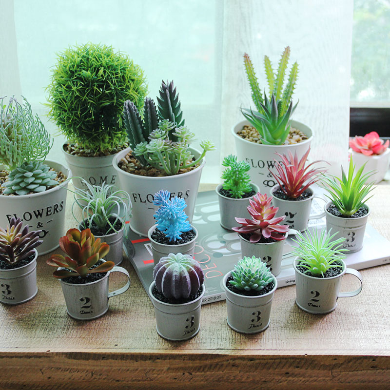 Mini Emulation Green Plant Multi Meat Small Potted Nordic Fake Flowers Bonsai Plant Creativity Little Fresh Tabletop Decoration Pendulum