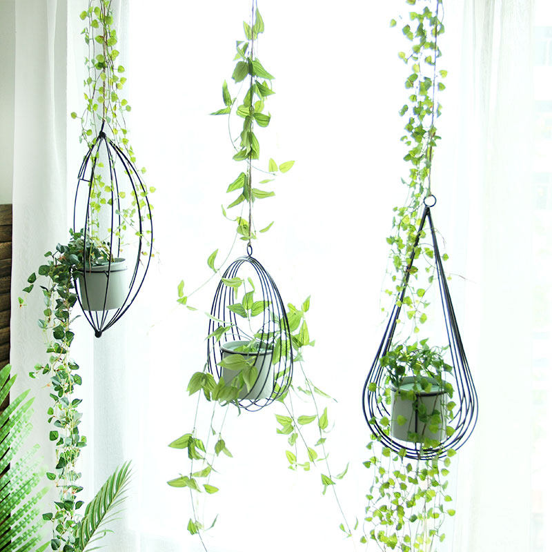 Nordic style wrought iron flower pot roof decoration hanging forest system pastoral aerial hanging window kindergarten hanging flower art