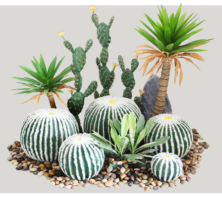 бонсай 大型仿真植物仙人球盆栽热带沙漠绿植景观造景民宿室内外装饰摆件 Xinren furnishings