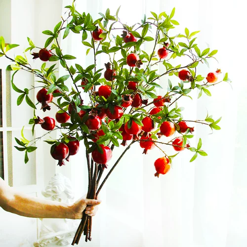 Имитация граната, зеленый лист, фруктовая ветка, большой красный зеленый лист, сделай сам, цветочная композиция, материал для напольной вазы