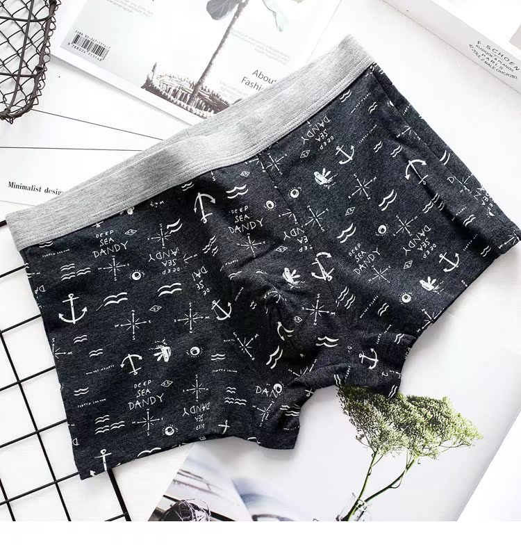 Thanh niên văn học nam đồ lót nam cotton boxer thoải mái thoáng khí cotton mỏng eo gợi cảm thủy triều quần short boxer quần chip nam