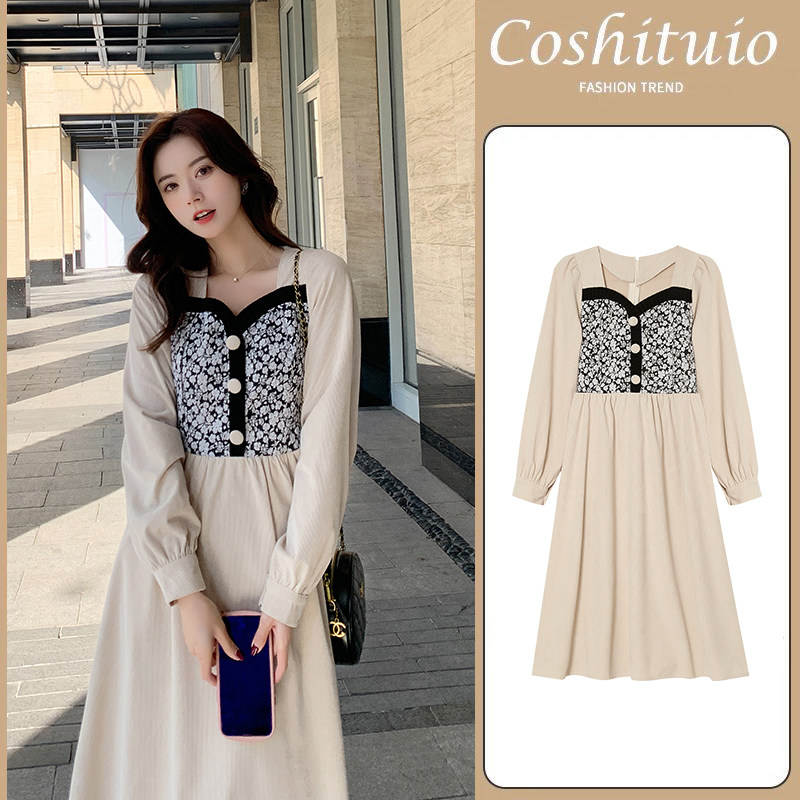 Pregnant Woman Breastfeeding Ocean Dress 2022 Spring Dress New Collage Elegance Small Scent Wind Ladies Long Sleeve Out of Breastfeeding Suit