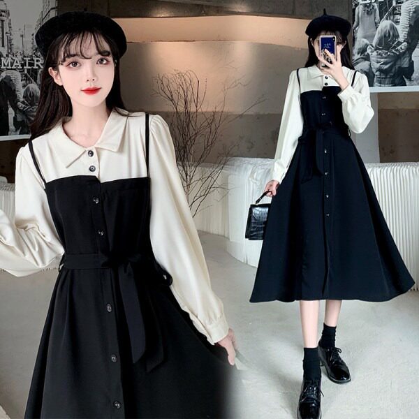 Pregnant women's clothing spring - fall 2022 new pregnant women spring dress fake two packages mid - long - plate coat in spring