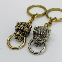 Pure copper Tang Lion key chain DIY male and female personality accessories cattle raising style small gift