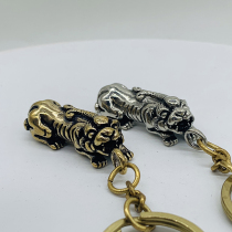 Pure copper Merchants Property Car Key Buckle Creativity China Wind God Beast Pendant Beauty Click Retro Cou Breeding Cattle Accessories