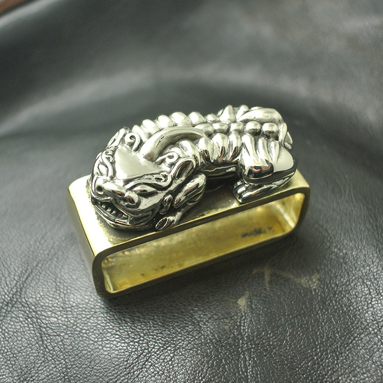 Dongguan Broken Copper Pure Copper Two-color Pixiu Belt Ring Belt Ring Belt Meson Retro Accessories Metal Belt Ring