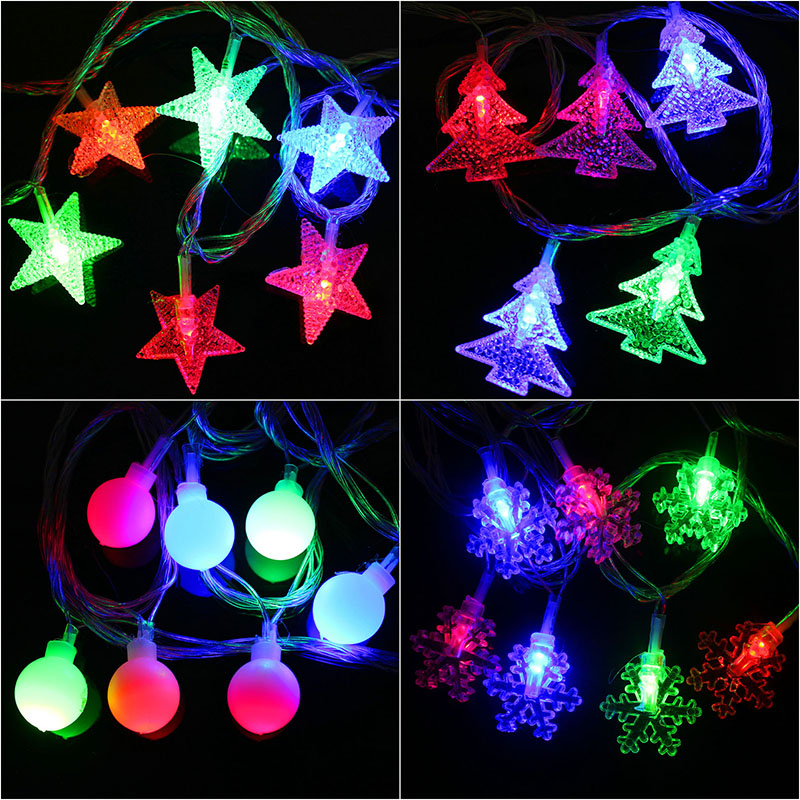 Christmas LED lights Colorful lights String Christmas Tree Five-pointed star flashing lights Christmas ktv bar decorations Battery