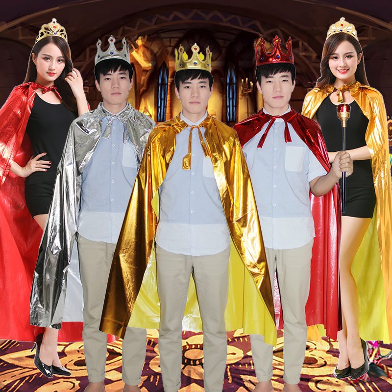 Cos Halloween Kidsren's Performance Costumes Adult Men and Women King and Princess Cloak Cape Role-Playing Prince Clothes