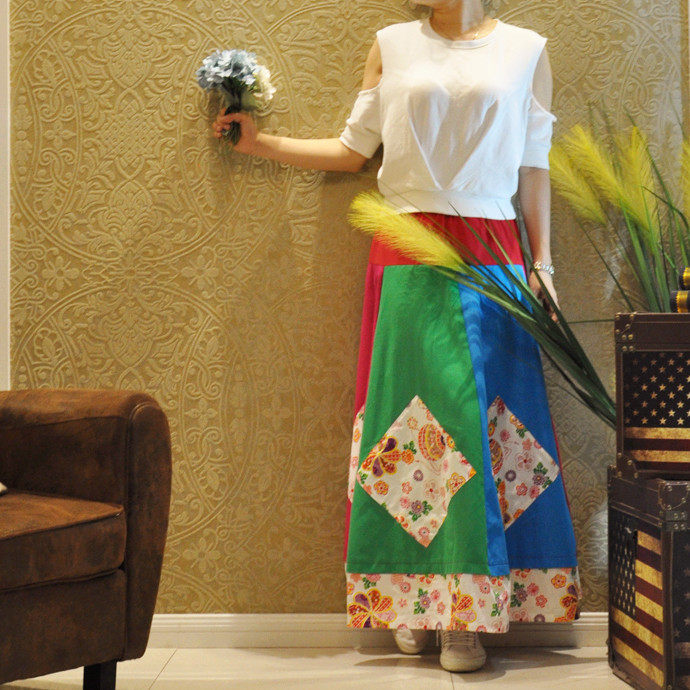 Summer New National Wind Cotton Long Dress Half-body Dress China Fenglijiang Retro Printing Piece Close Loose Wears