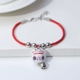 Sứ cho gạo, mèo may mắn, dây đỏ, vòng tay, nữ, đơn giản, dây dệt tay, gió quốc gia, sinh nhật, trang sức gốm thạch anh tóc đen