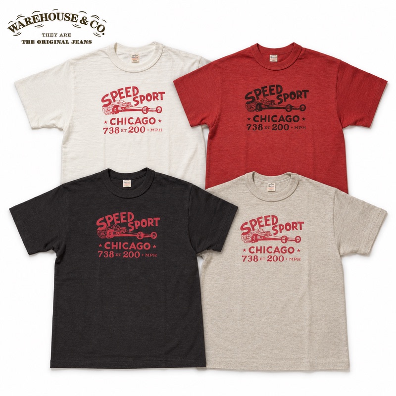 [in Stock] Warehouse 4601 American Retro Cotton T-Shirt with Speed Sport Racing Print