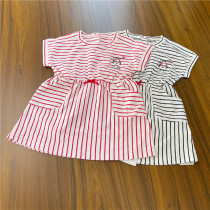 Girls and children cotton soft elastic short sleeve dress 90-140 yards