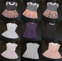 Girls middle and big children short sleeve dress summer soft thin dress 130-140 yards