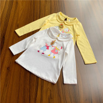 Girls and children cotton soft long sleeve lapels base shirt spring and autumn T-shirt 80-110 yards