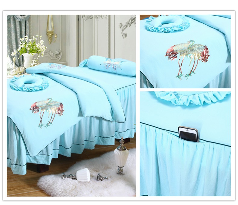 Lingling giường nóng khoan màu sắc rắn thẩm mỹ viện giường bao gồm bốn bộ tùy chỉnh quilt cover bông vẻ đẹp giường bộ