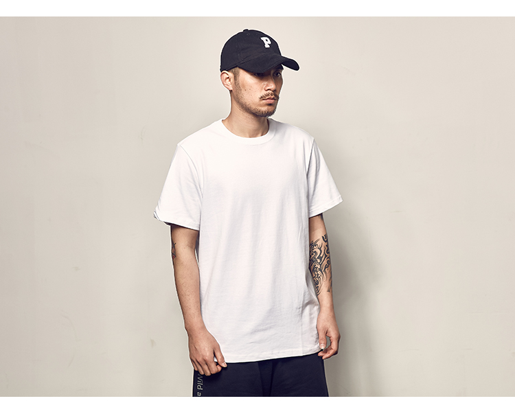 Đường nam mùa hè New American Casual Màu rắn Áo thun ngắn tay Áo sơ mi nam Joker hợp thời trang Vòng cổ cotton TEE áo phông nam cao cấp