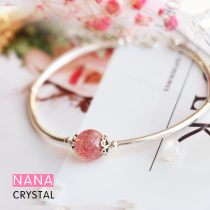 s925 sterling silver bracelet powder crystal natural strawberry crystal bracelet Female student Japanese and Korean version fashion birthday gift simple