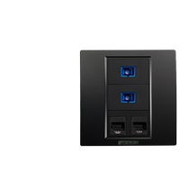 Type 86 concealed Gigabit network with fiber optic panel black two-digit optical fiber two-digit Category 6 network cable computer socket