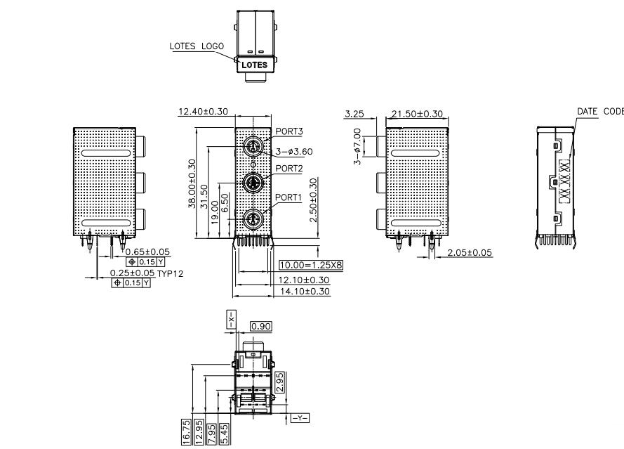 LOTES ABA-JAK-031-K04 ABA-JAK-031-K07 headset interface 3 holes