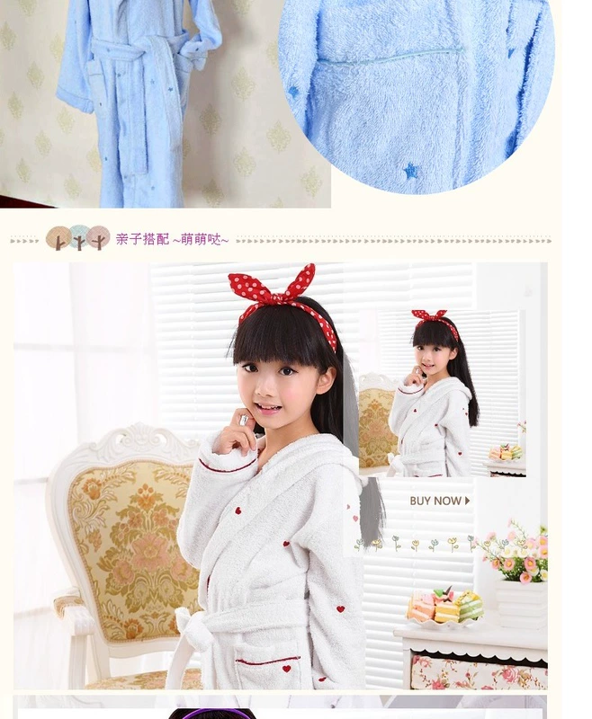 Áo choàng tắm cho trẻ em chất liệu khăn cotton mùa hè nam và nữ ngây thơ với mũ dày đồ bơi yukata cha mẹ-con - Khăn tắm / áo choàng tắm