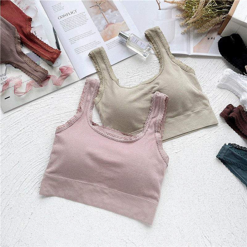 Bellea Smear Underwear Jane about pure color breathable thin Modale lace Side comfort vest Wrapped Chest Bra