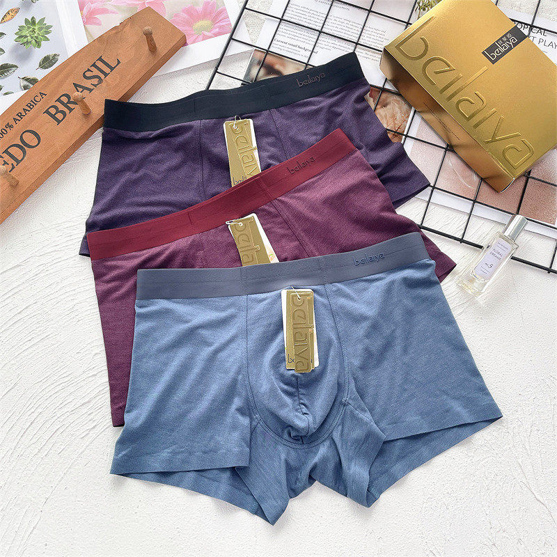 Three clothes Belleya men's underwear breathable No-marks MoDel graphene antibacterial youth mid-waist four-corner pants head