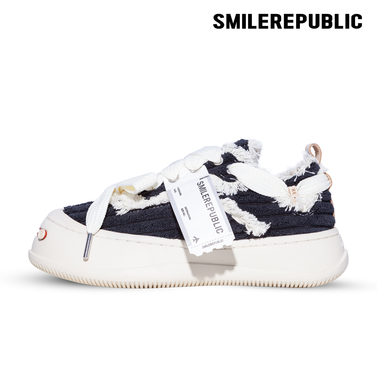 Official SMILEREPUBLIC black olive green corduroy low to help open smile casual canvas shoes