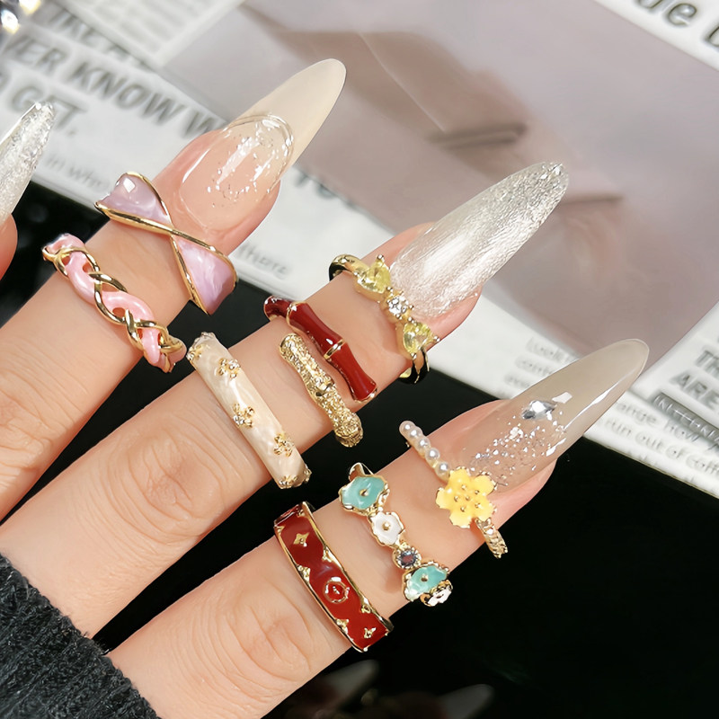 2025 New Product Niche Unique Personalized Enamel Oil Drop Ring Girls Light Luxury Fashion Versatile High-end Ring