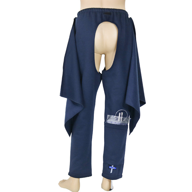 Autumn and winter open crotch pants easy to put on and take off nursing pants bed paralyzed incontinence elderly patients ostomy pants thick
