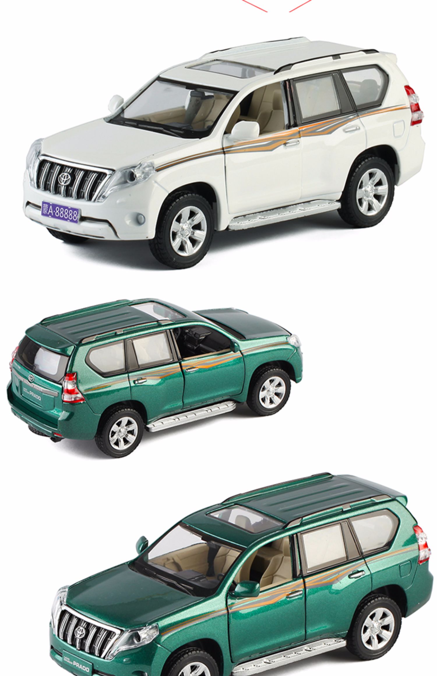 Nguyên bản 1:32 Toyota Prado hống hách xe trẻ em mô phỏng hợp kim kéo trở lại bộ sưu tập mô hình xe đồ chơi - Chế độ tĩnh mô hình xe khách thaco