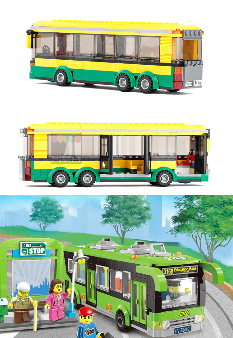 Lắp ráp trạm xe buýt thành phố hai tầng xe buýt xe buýt RV mô hình đồ chơi giáo dục trẻ em 6-12 tuổi - Chế độ tĩnh mo hinh