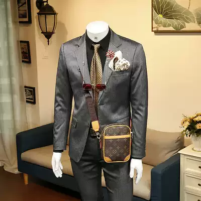 136524 autumn new wedding handsome groom business dress Korean slim trend casual suit men jacket
