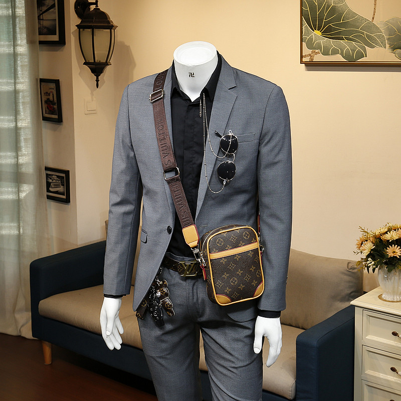 136524 Versatile business formal suit Korean version slim wedding groom casual pure gray men's suit one-piece jacket