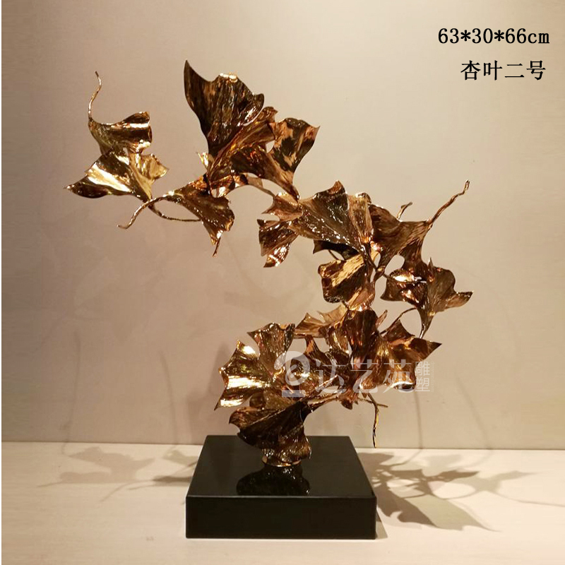 Metal electroplated gold and silver apricot leaf sculpture ornaments Hotel clubhouse Sample house display center Decorative art furnishings