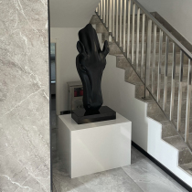 Artificial pure white square stone base floor-to-floor marble table modern simple ornaments with Booth customization