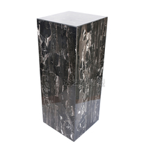 Natural silver white dragon marble sculpture base hotel decoration table living room Hall Hall pedestal stone pillar